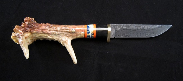 Lacy Smith - Damascus Antler Skinner - SK0062-FLS