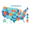Colorful United States Map Wall Decal With All 50 States Labeled