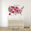 Pink United States Map Wall Decal for Girls Nursery