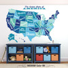 Blue Green United States Map Wall Decal Above Kids Storage