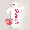 Personalized Baby Girl Hooded Gown Newborn Varsity