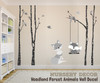 Gray mom and baby fox wall decals with birch trees, hanging swing, birds, and woodland nursery forest decor
RIGHT SIDE
