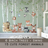 Woodland Wall Decals Nursery Decor 6 Trees Forest Animals