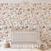 Classic nursery with Beatrice Wildflower Wallpaper and elegant floral botanical pattern