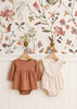 Children's clothing displayed against Beatrice Wildflower Wallpaper in a Cottagecore nursery