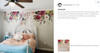 Customer Etsy review showing Jessica's Farmhouse floral wall decal border installed in a bedroom, with pink, burgundy and cream vintage flowers above the bed