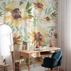 Sunnyday Floral Sunflower Wallpaper in Bright Home Office With Desk and Chair