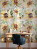 Sunnyday Oversized Sunflower Wallpaper in Home Office With Desk and Black Chair