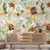 Sunnyday Bold Sunflower Wallpaper With Large Watercolor Blooms Above Wood Console