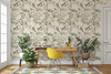 KELSEY nursery wallpaper with chinoiserie birds and neutral vintage botanical design
