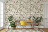 Kelsey Beige Chinoiserie Bird Wallpaper in Bright Nursery With White Crib