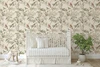 Kelsey Neutral Bird Wallpaper in Baby Nursery With Sage Green Botanical Branches