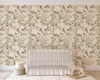 Kelsey Neutral Bird Wallpaper in Nursery With Vintage Brass Crib