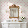 Pink Bow Trellis Wallpaper in elegant coquette bathroom with French country décor