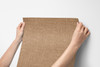 close up of faux burlap jute wallpaper printed linen texture