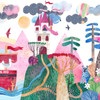 FairyTale Castle Watercolor Landscape Wall Decal 1005