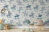 Blue Cowboys Wallpaper for Kids - Rodeo Vintage Illustration