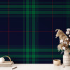 Navy plaid wallpaper for bathroom powder room or classic home decor