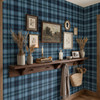 Blue Tartan Plaid Wallpaper, Classic Farmhouse Tartan Pattern