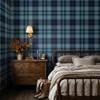 Blue Tartan Plaid Wallpaper, Classic Farmhouse Tartan Pattern