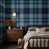 Blue Tartan Plaid Wallpaper, Classic Farmhouse Tartan Pattern