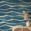Coastal Blue Waves Embossed Textured Wallpaper 