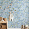 Aurora Blue Green Floral Wallpaper | Hand Drawn Botanical Flower Design