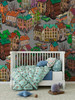 Cartoon City Kids Wallpaper | Playful Illustrated Cityscape Wall Mural for Children’s Rooms