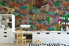 Cartoon City Kids Wallpaper | Playful Illustrated Cityscape Wall Mural for Children’s Rooms