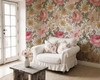 Vintage floral wallpaper with pink flowers for bedroom decor