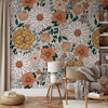 Boho Garden wallpaper in bedroom with soft boho floral styling