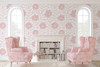 Soft pink botanical wallpaper for nursery bedroom or girls room decor