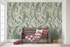 Galli botanical wallpaper styled in a cottage inspired room with vintage botanical wall decor