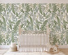 Neutral nursery wallpaper with oversized fern pattern from the Galli botanical collection