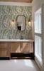 Botanical bathroom wallpaper featuring Galli vintage fern and greenery design