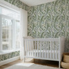 Neutral nursery wallpaper with oversized fern pattern from the Galli botanical collection