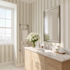 Charlotte Stripe Wallpaper | Sage Green and Blush Pink Cottage Stripes