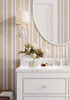 Blue Tan Striped Wallpaper, Coastal Stripe Wallpaper