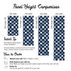 Blue checkered wallpaper panel height comparison showing 26 inch wide wallpaper panels and ordering guide