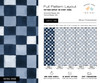 Full pattern layout for blue checkered wallpaper with navy and soft blue hand painted checkerboard design