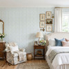Noelle Cottage Botanical Wallpaper | Blue Green Floral Stripe