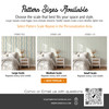 Elsie wallpaper pattern size guide showing 13 inch, 26 inch, and 52 inch repeat options for choosing the best scale before ordering