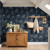 Navy Cowboy Toile Wallpaper | Western Horse Lodge Wallpaper
