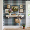 Teal Blue Tartan Plaid Wallpaper | Navy Grey Lodge Style
