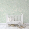 Celia Mint Botanical Wallpaper, Soft Floral Line Art Pattern