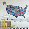 Red Blue and Navy United States Map Wall Decal for Kids Room Decor