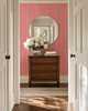 Elsie Poppy Rose Cottage Wallpaper in Bright Entryway With Vintage Dresser and Flowers - 26 pattern scale
