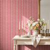 Elsie Poppy Rose Floral Stripe Wallpaper With Cottage Vanity, Flowers and Vintage Accessories - 13 pattern scale