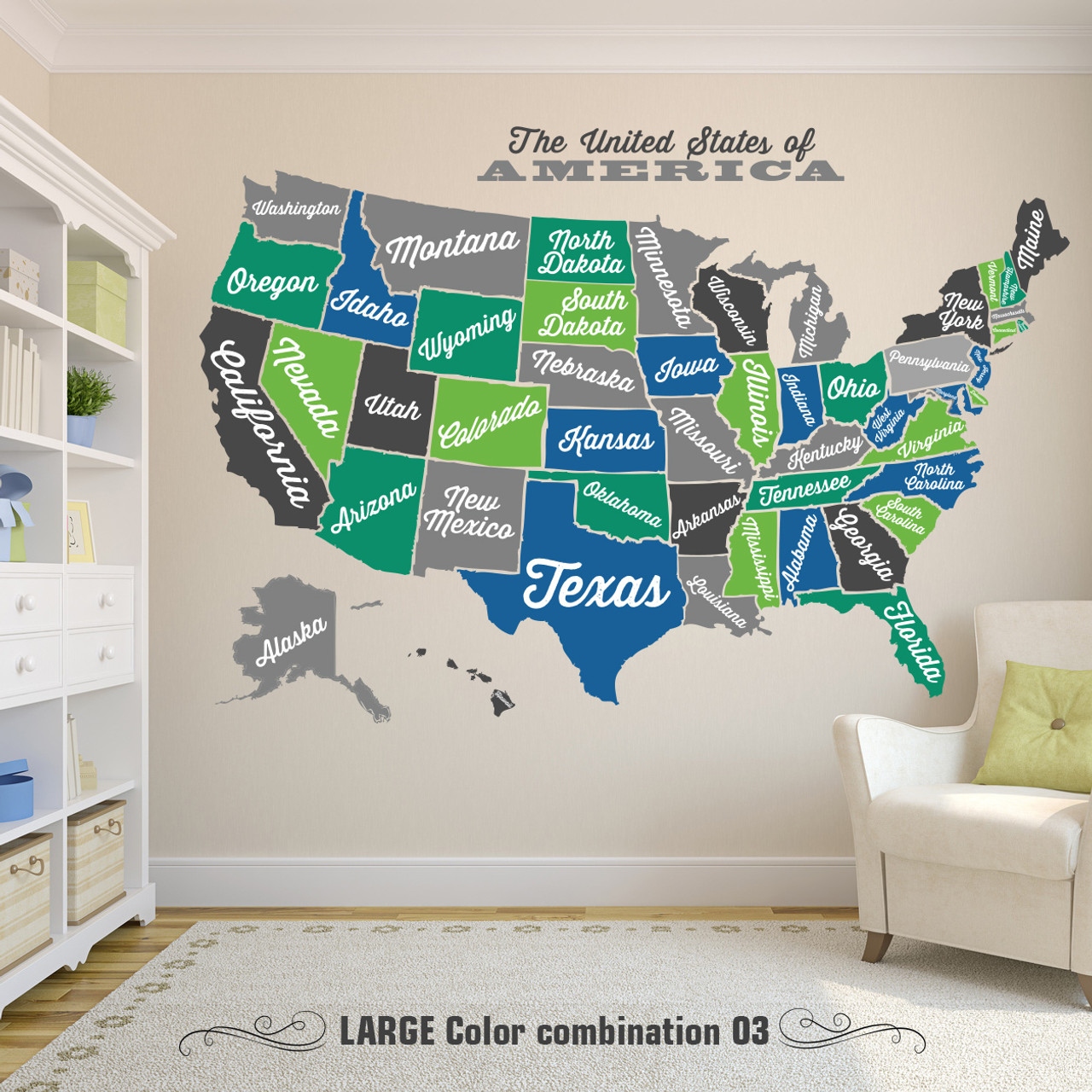 Wallies Wall Decals, U.S. Map Wall Sticker : : Home Improvement
