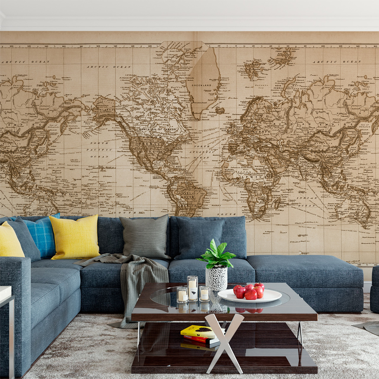 Vintage WORLD Atlas MAP Wall Vinyl Decal Mural 38x26